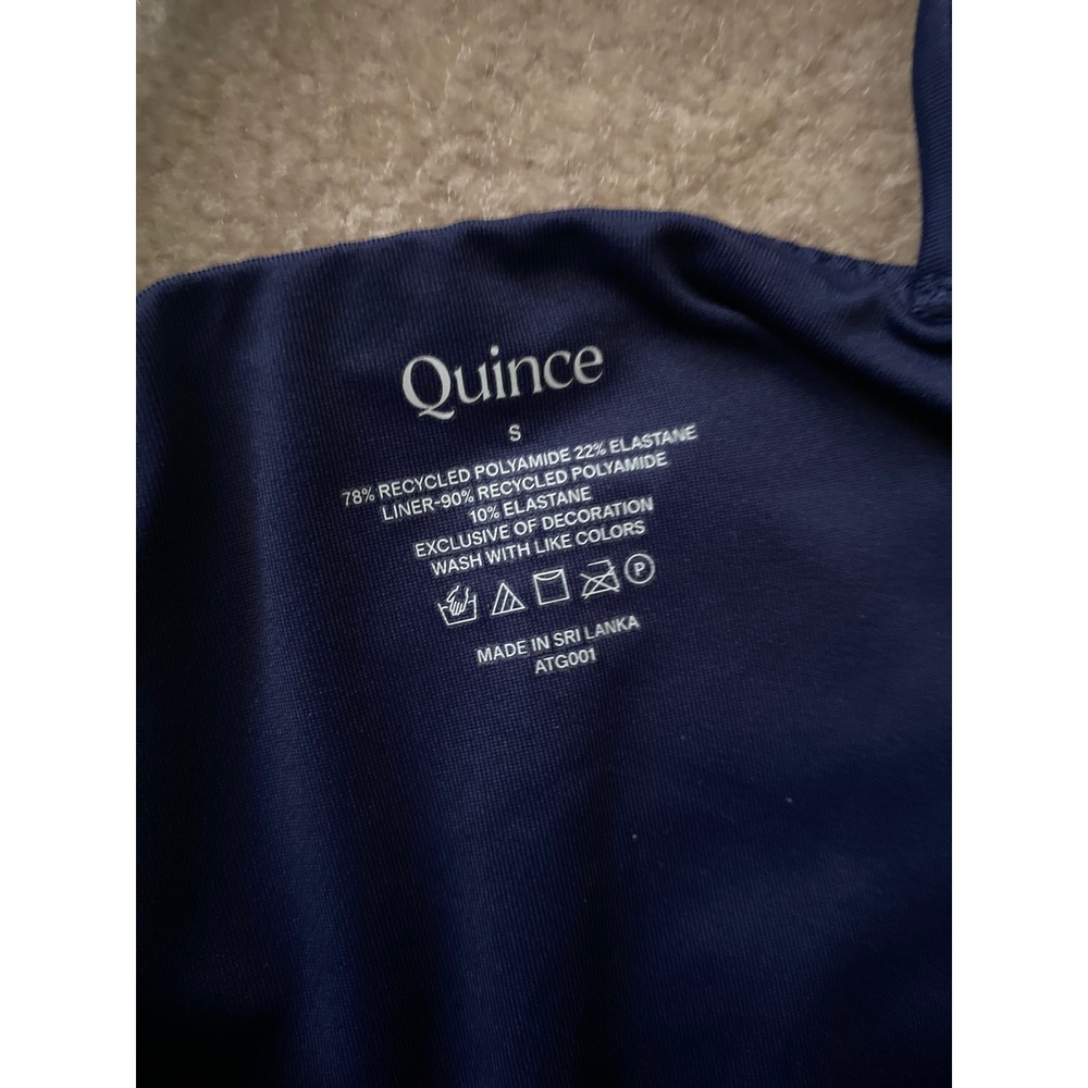 Quince Italian One Shoulder One-Piece Swimsuit Womens S Deep Navy Asymmetrical - Picture 5 of 7